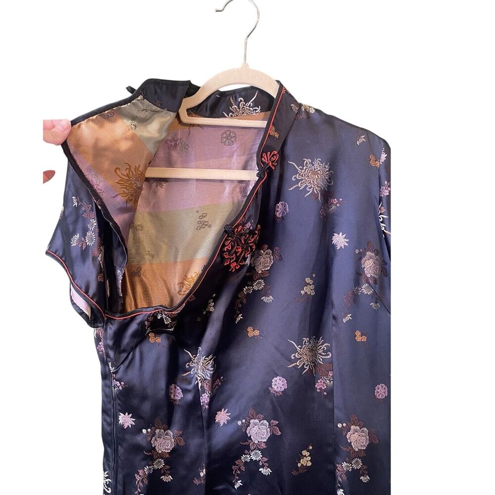 Cheongsam Dress Womens Large* & Purse Black Satin Geisha Oriental Asian Mini - Picture 3 of 16